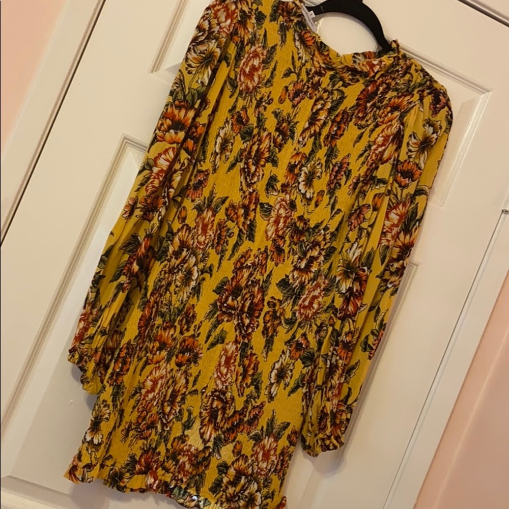 marigold stretchy mini long sleeve dress